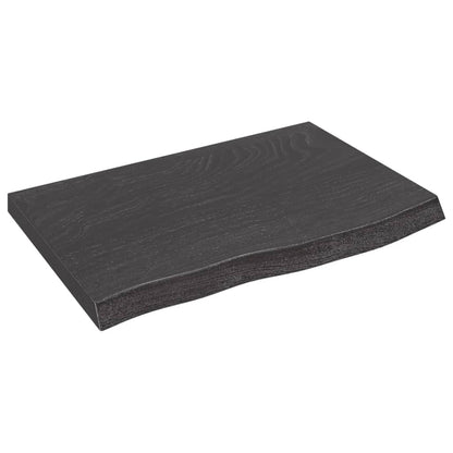 Wandschap 60x40x(2-4)cm behandeld massief eikenhout donkerbruin 60 x 40 x 4 cm