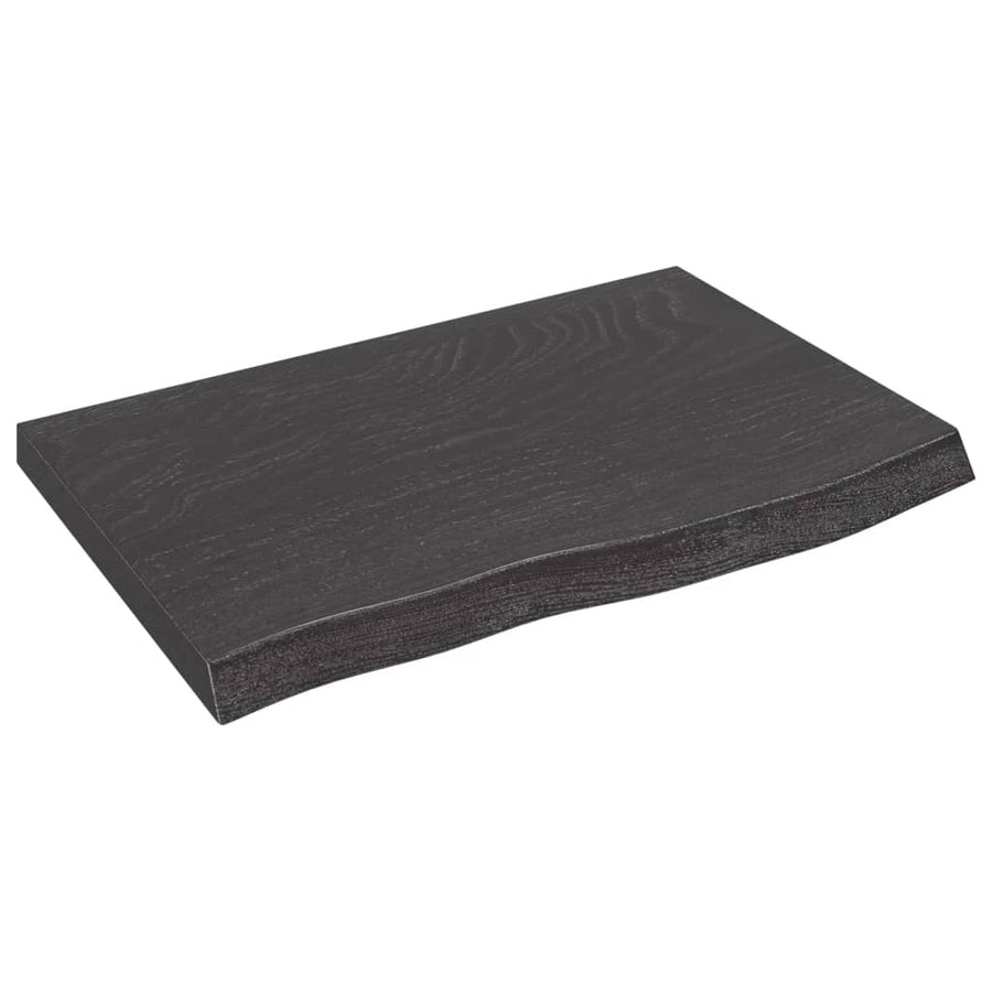 Wandschap 60x40x(2-4)cm behandeld massief eikenhout donkerbruin 60 x 40 x 4 cm