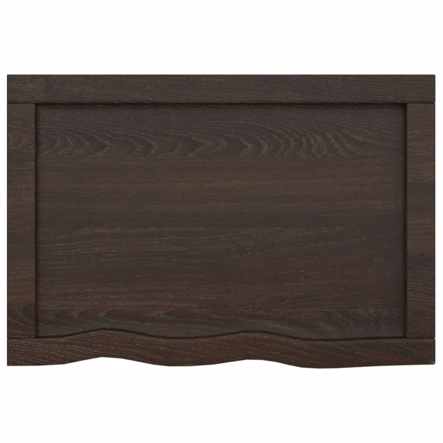 Wandschap 60x40x(2-4)cm behandeld massief eikenhout donkerbruin 60 x 40 x 4 cm