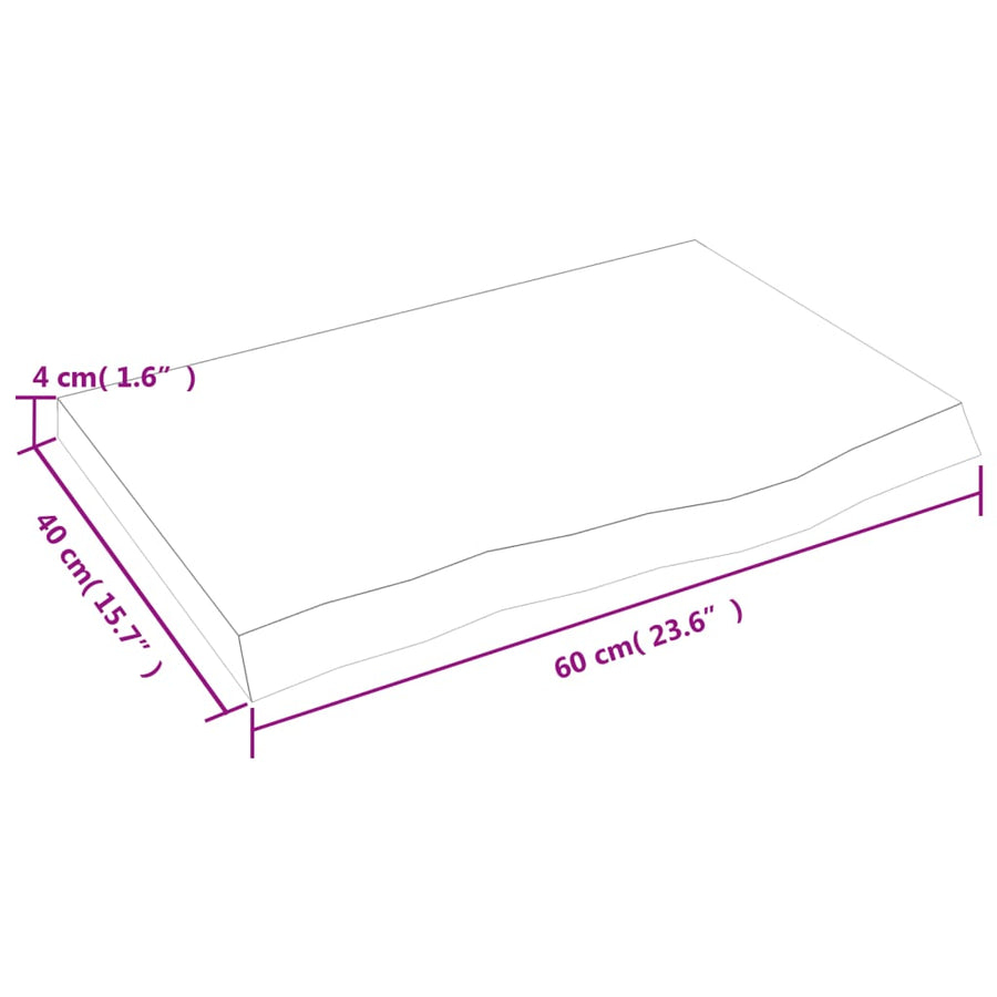 Wandschap 60x40x(2-4)cm behandeld massief eikenhout donkerbruin 60 x 40 x 4 cm