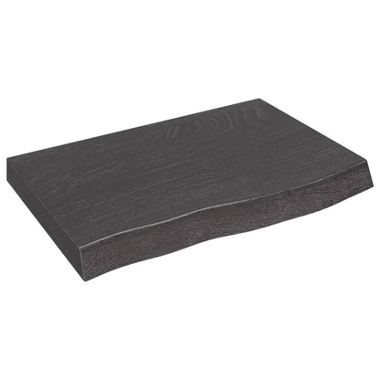 Wandschap 60x40x(2-6)cm behandeld massief eikenhout donkerbruin 60 x 40 x 6 cm