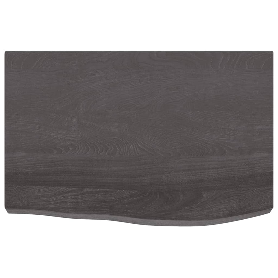 Wandschap 60x40x(2-6)cm behandeld massief eikenhout donkerbruin 60 x 40 x 6 cm