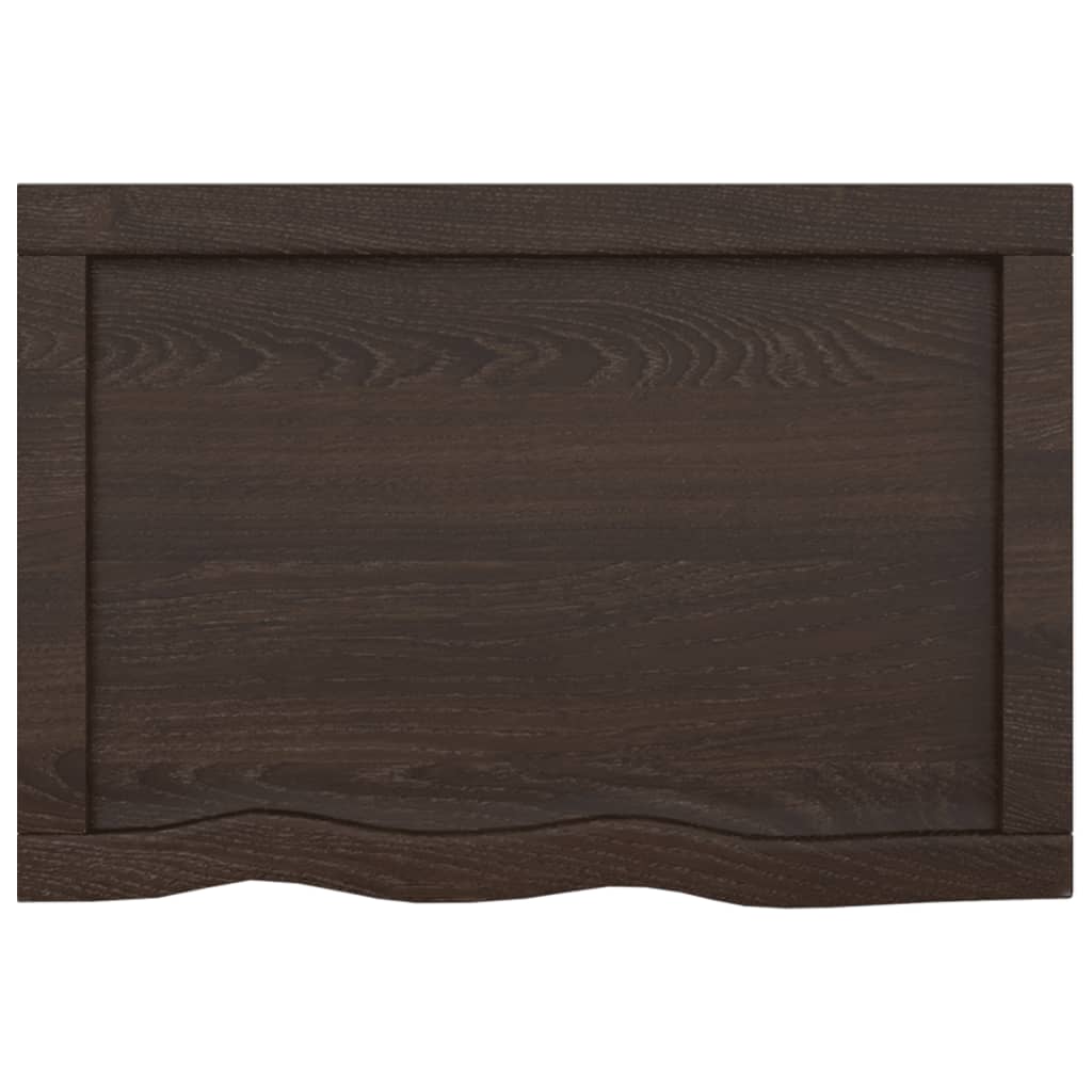 Wandschap 60x40x(2-6)cm behandeld massief eikenhout donkerbruin 60 x 40 x 6 cm