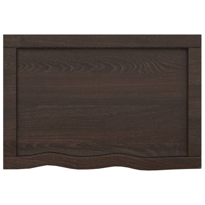 Wandschap 60x40x(2-6)cm behandeld massief eikenhout donkerbruin 60 x 40 x 6 cm