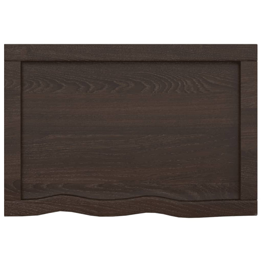 Wandschap 60x40x(2-6)cm behandeld massief eikenhout donkerbruin 60 x 40 x 6 cm