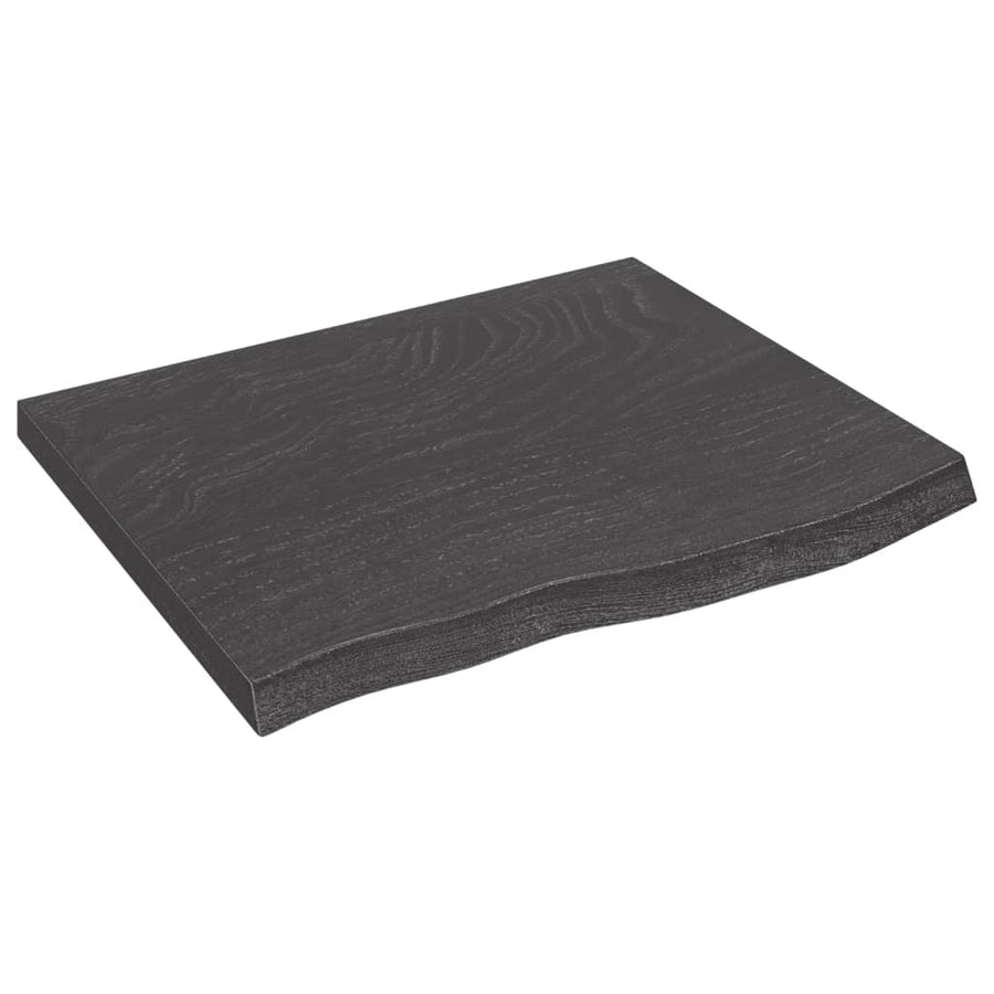 Wandschap 60x50x(2-4)cm behandeld massief eikenhout donkerbruin 60 x 50 x 4 cm
