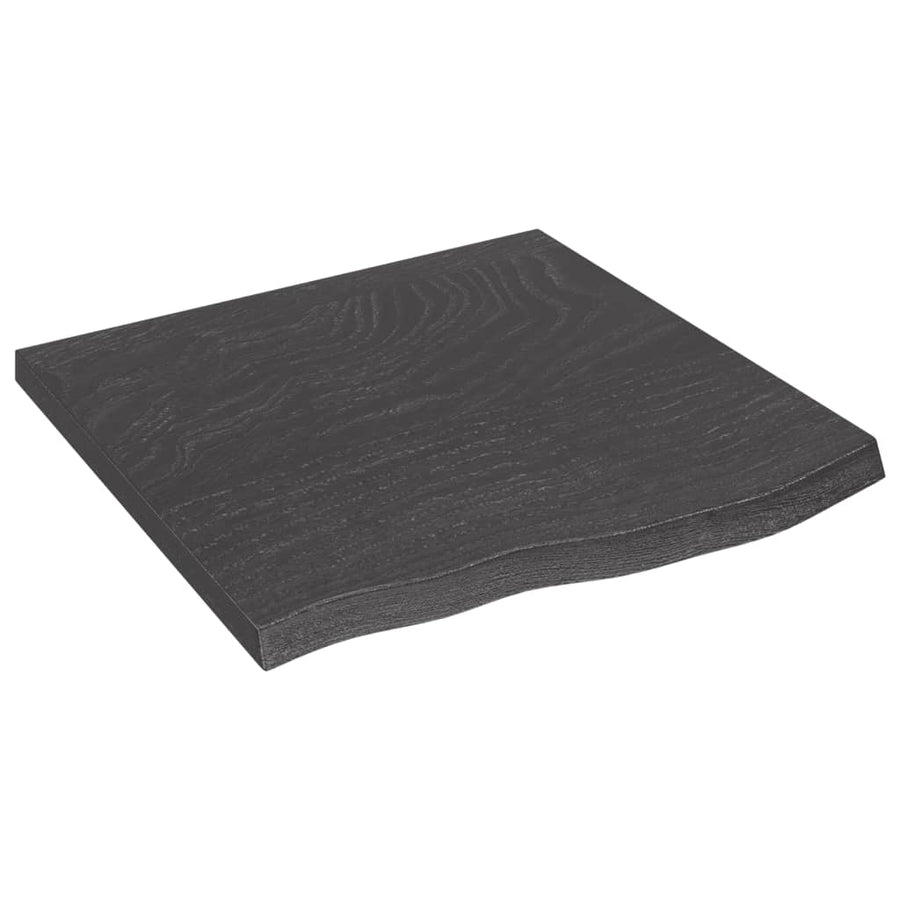 Wandschap 60x60x(2-4)cm behandeld massief eikenhout donkerbruin 60 x 60 x 4 cm