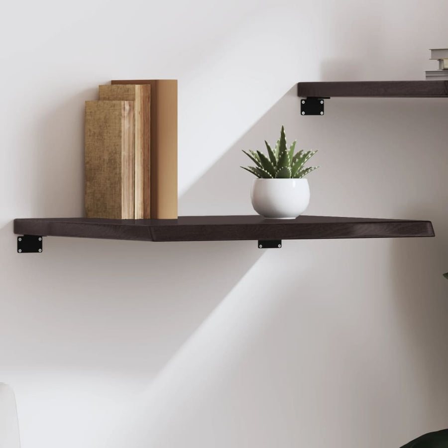 Wandschap 60x60x(2-4)cm behandeld massief eikenhout donkerbruin 60 x 60 x 4 cm