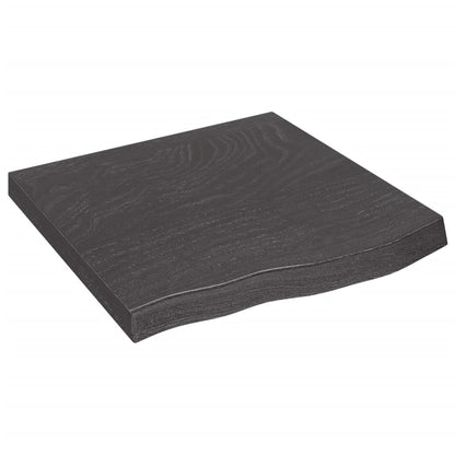 Wandschap 60x60x(2-6)cm behandeld massief eikenhout donkerbruin 60 x 60 x 6 cm