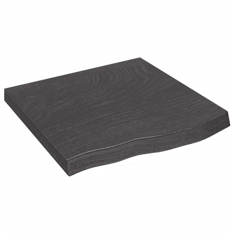 Wandschap 60x60x(2-6)cm behandeld massief eikenhout donkerbruin 60 x 60 x 6 cm