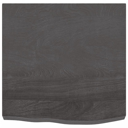 Wandschap 60x60x(2-6)cm behandeld massief eikenhout donkerbruin 60 x 60 x 6 cm