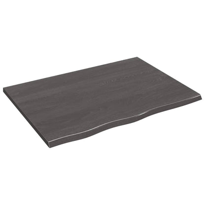 Wandschap 80x60x2 cm behandeld massief eikenhout donkerbruin 80 x 60 x 2 cm