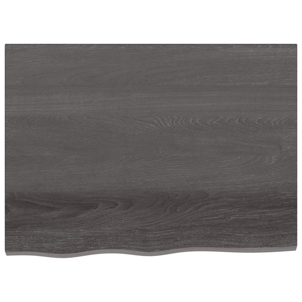 Wandschap 80x60x2 cm behandeld massief eikenhout donkerbruin 80 x 60 x 2 cm