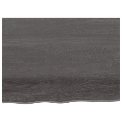 Wandschap 80x60x2 cm behandeld massief eikenhout donkerbruin 80 x 60 x 2 cm