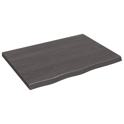 Wandschap 80x60x(2-4)cm behandeld massief eikenhout donkerbruin 80 x 60 x 4 cm