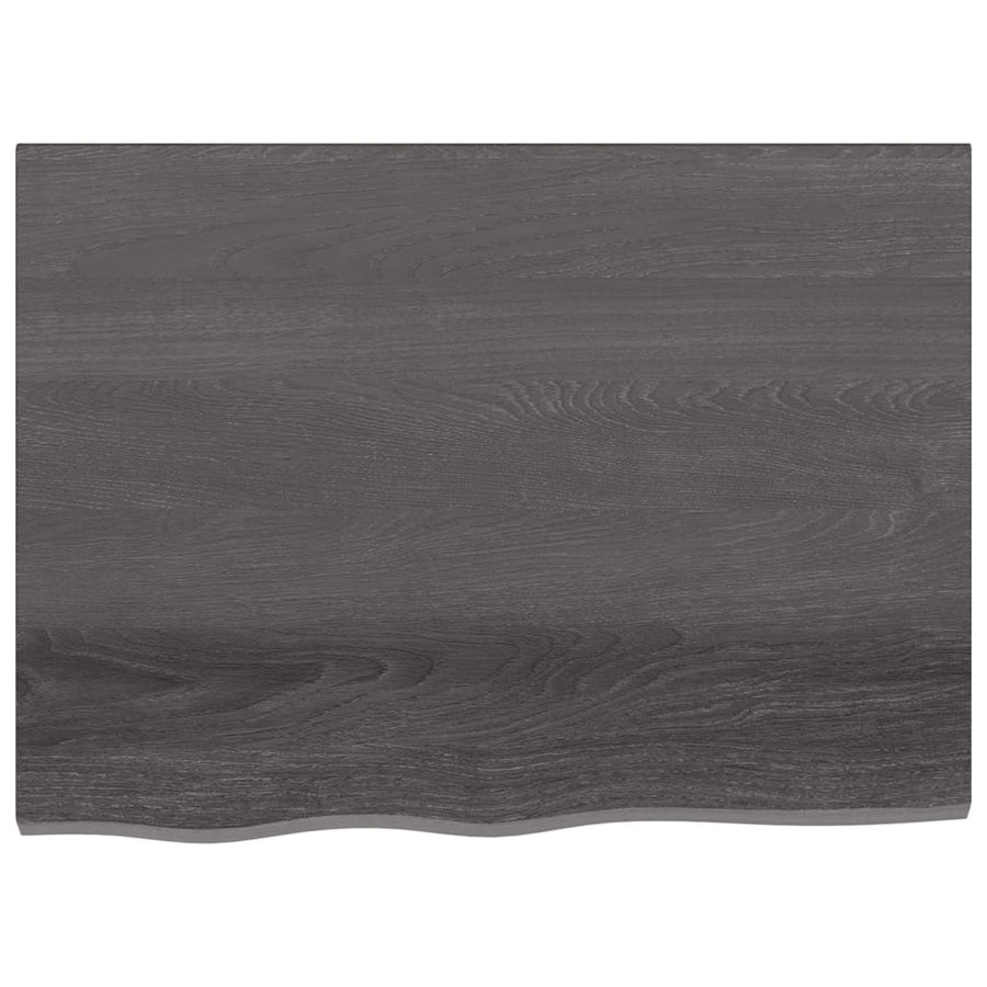 Wandschap 80x60x(2-4)cm behandeld massief eikenhout donkerbruin 80 x 60 x 4 cm