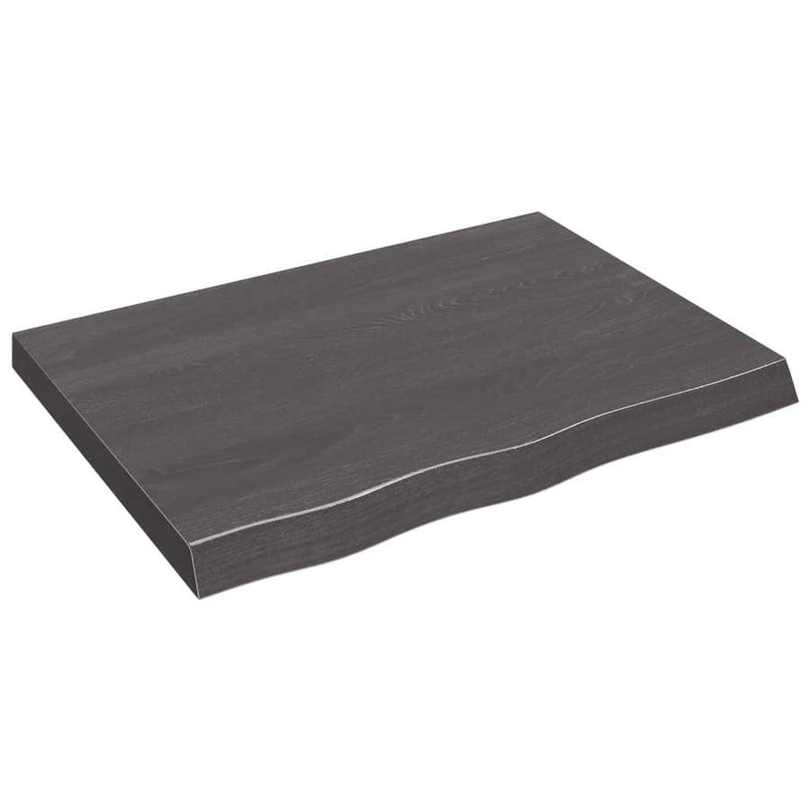 Wandschap 80x60x(2-6)cm behandeld massief eikenhout donkerbruin 80 x 60 x 6 cm