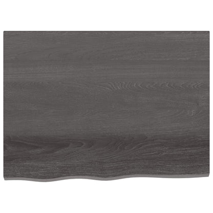 Wandschap 80x60x(2-6)cm behandeld massief eikenhout donkerbruin 80 x 60 x 6 cm