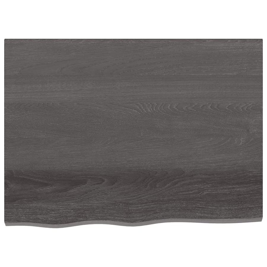 Wandschap 80x60x(2-6)cm behandeld massief eikenhout donkerbruin 80 x 60 x 6 cm