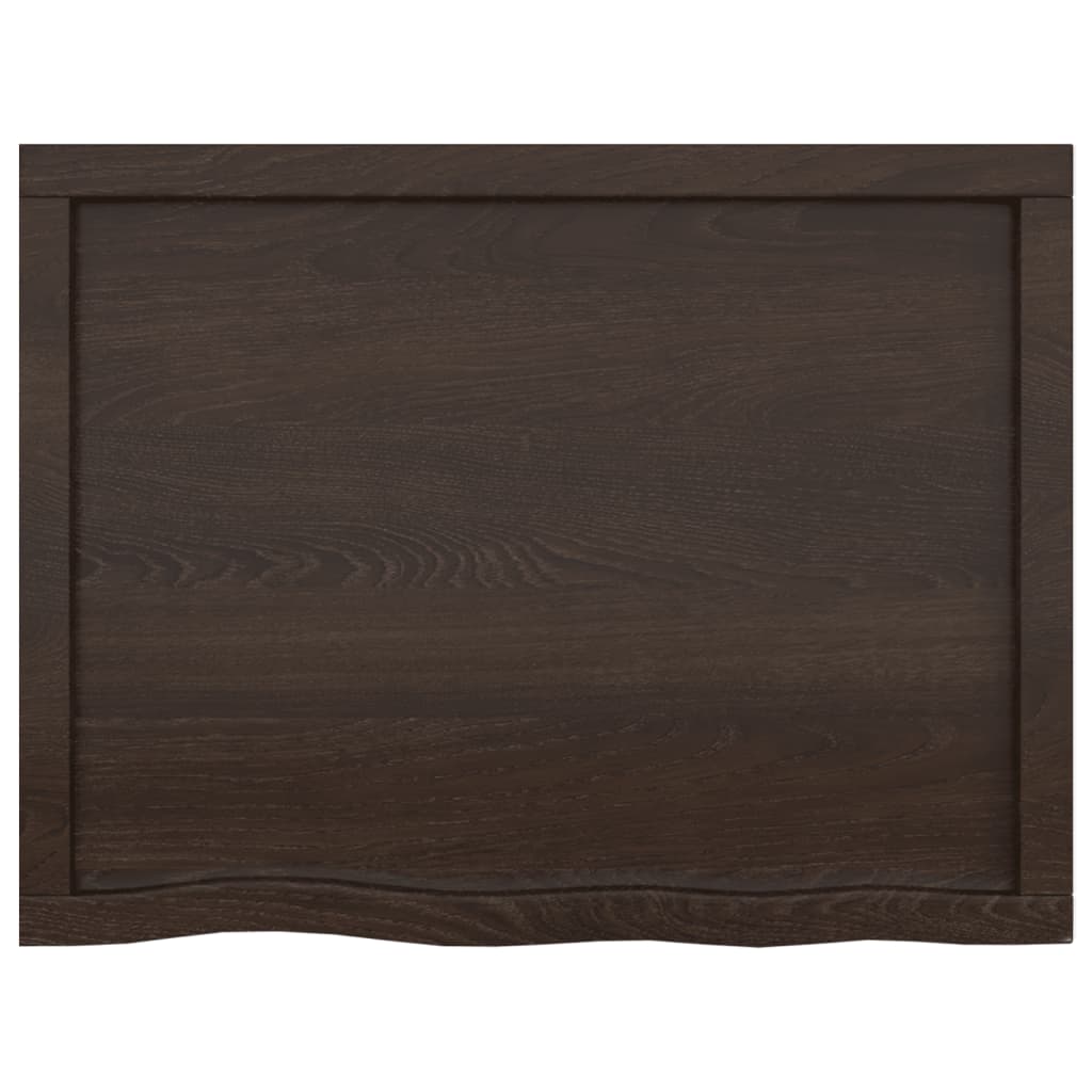 Wandschap 80x60x(2-6)cm behandeld massief eikenhout donkerbruin 80 x 60 x 6 cm