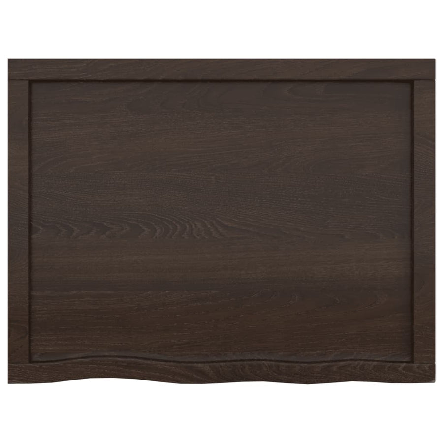 Wandschap 80x60x(2-6)cm behandeld massief eikenhout donkerbruin 80 x 60 x 6 cm