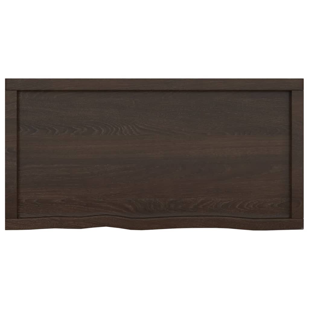 Wandschap behandeld massief eikenhout donkerbruin 100 x 50 x 4 cm