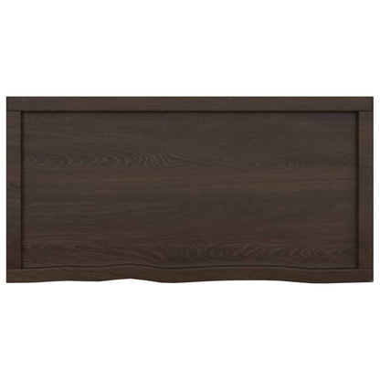 Wandschap behandeld massief eikenhout donkerbruin 100 x 50 x 4 cm