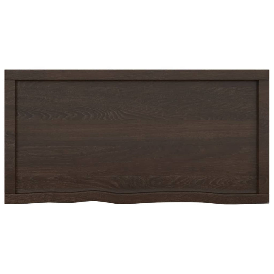 Wandschap behandeld massief eikenhout donkerbruin 100 x 50 x 4 cm