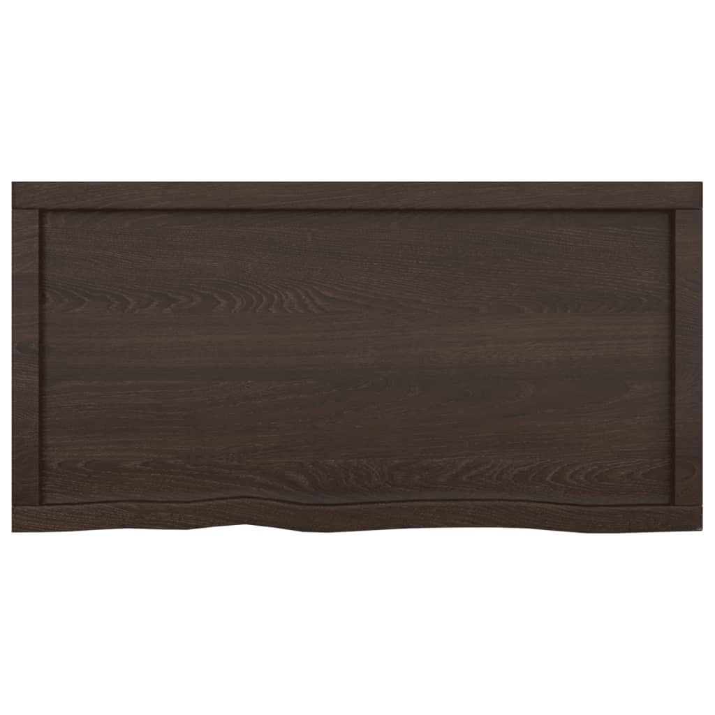 Wandschap behandeld massief eikenhout donkerbruin 100 x 50 x 4 cm
