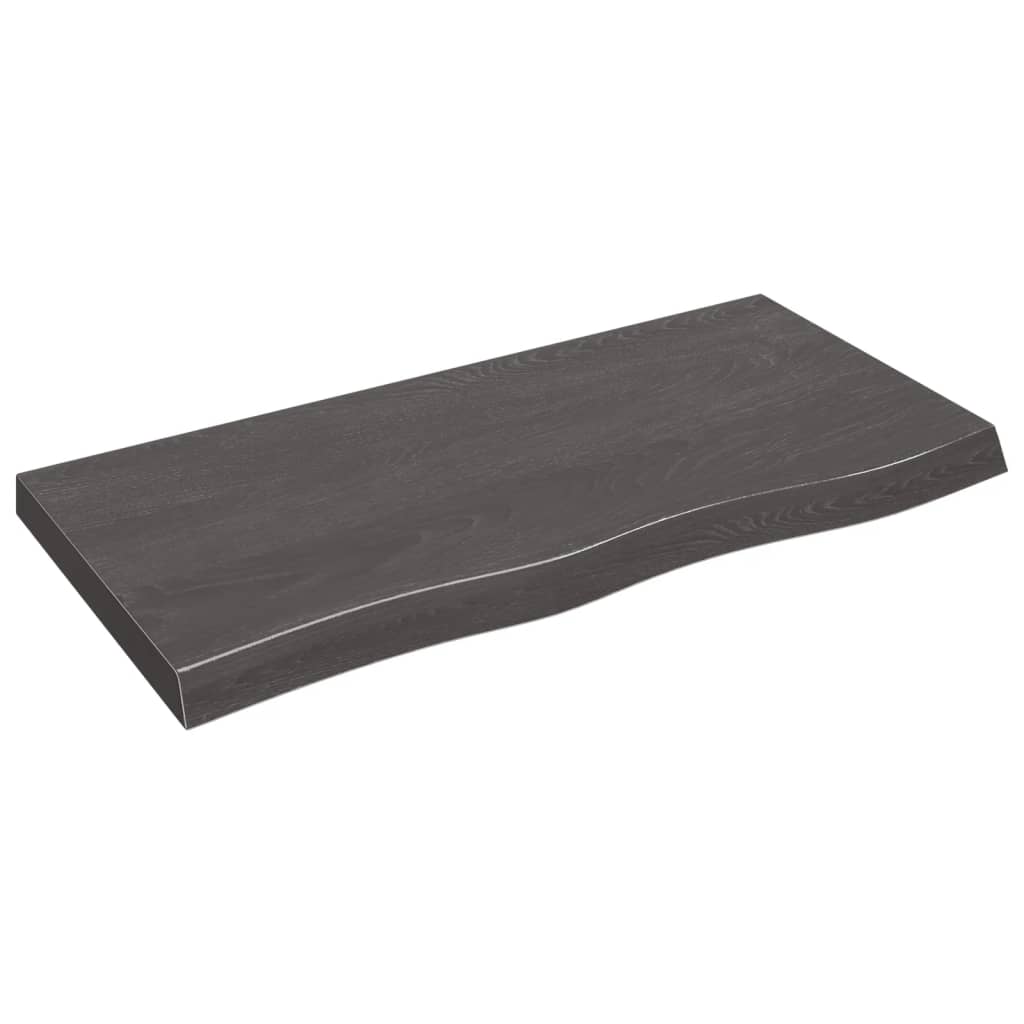 Wandschap behandeld massief eikenhout donkerbruin 100 x 50 x 6 cm