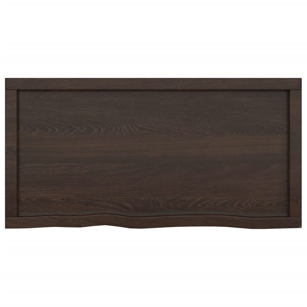 Wandschap behandeld massief eikenhout donkerbruin 100 x 50 x 6 cm