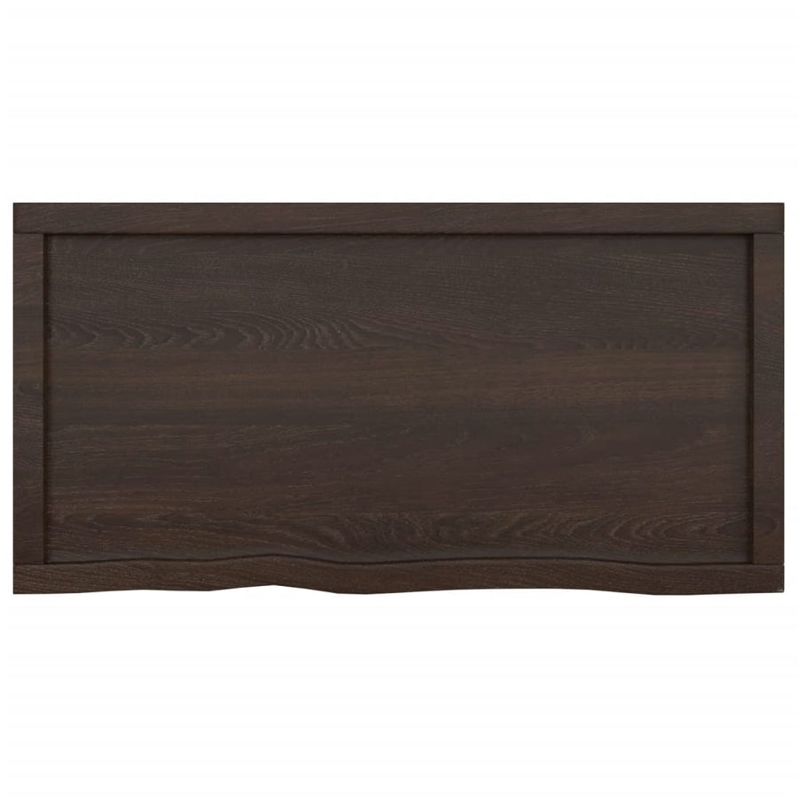 Wandschap behandeld massief eikenhout donkerbruin 100 x 50 x 6 cm