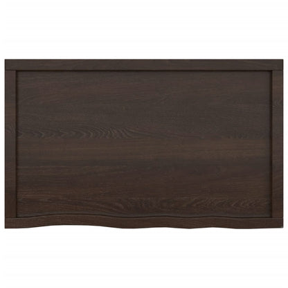 Wandschap behandeld massief eikenhout donkerbruin 100 x 60 x 4 cm