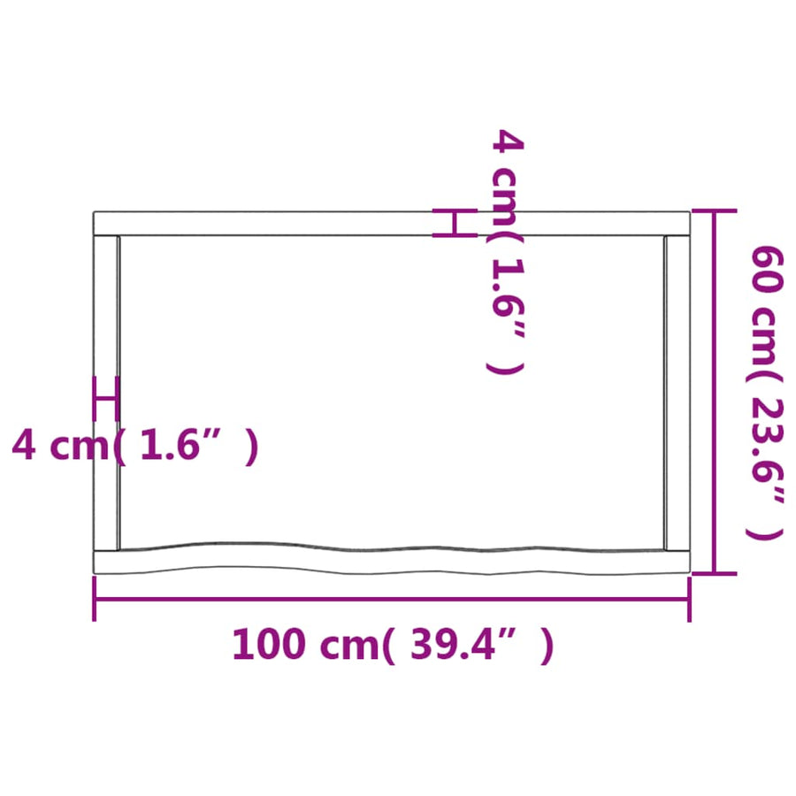 Wandschap behandeld massief eikenhout donkerbruin 100 x 60 x 6 cm