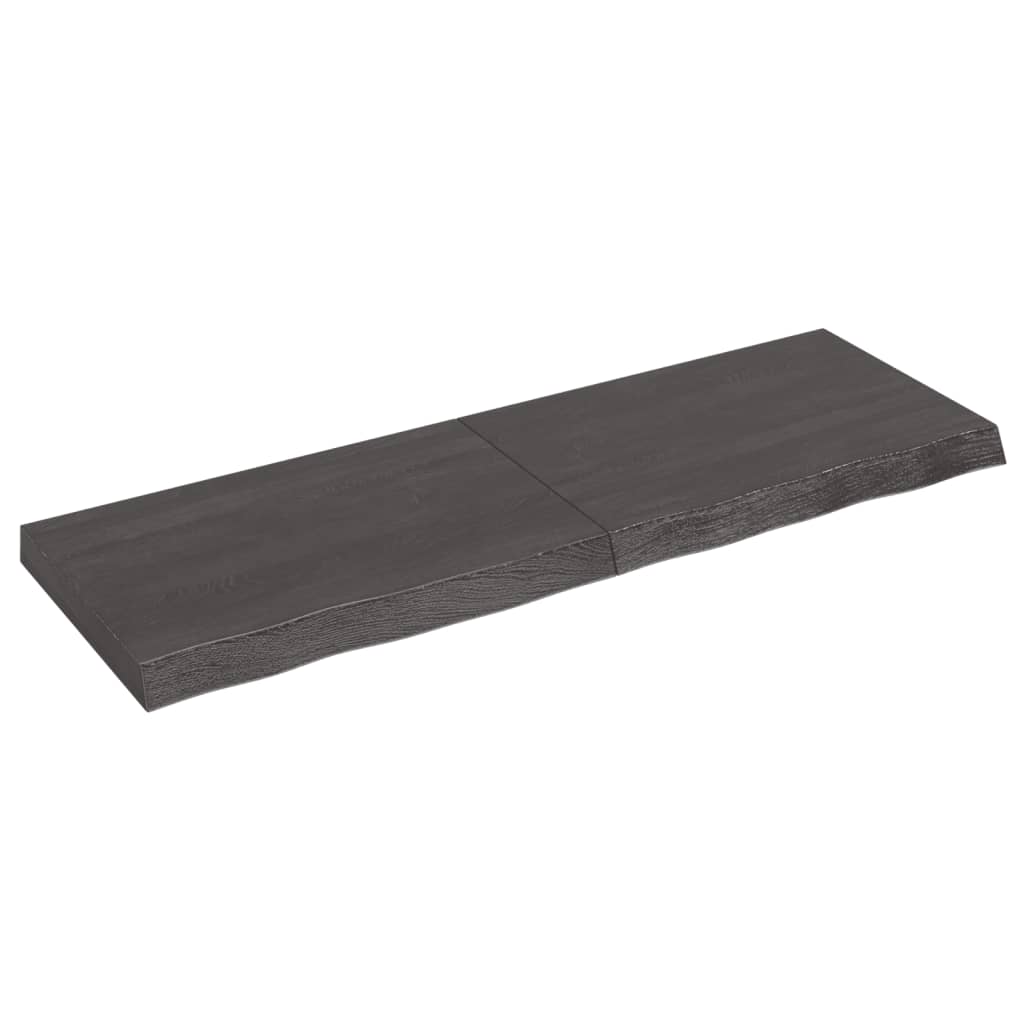 Wandschap behandeld massief eikenhout donkerbruin 120 x 40 x 6 cm