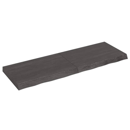Wandschap behandeld massief eikenhout donkerbruin 120 x 40 x 6 cm