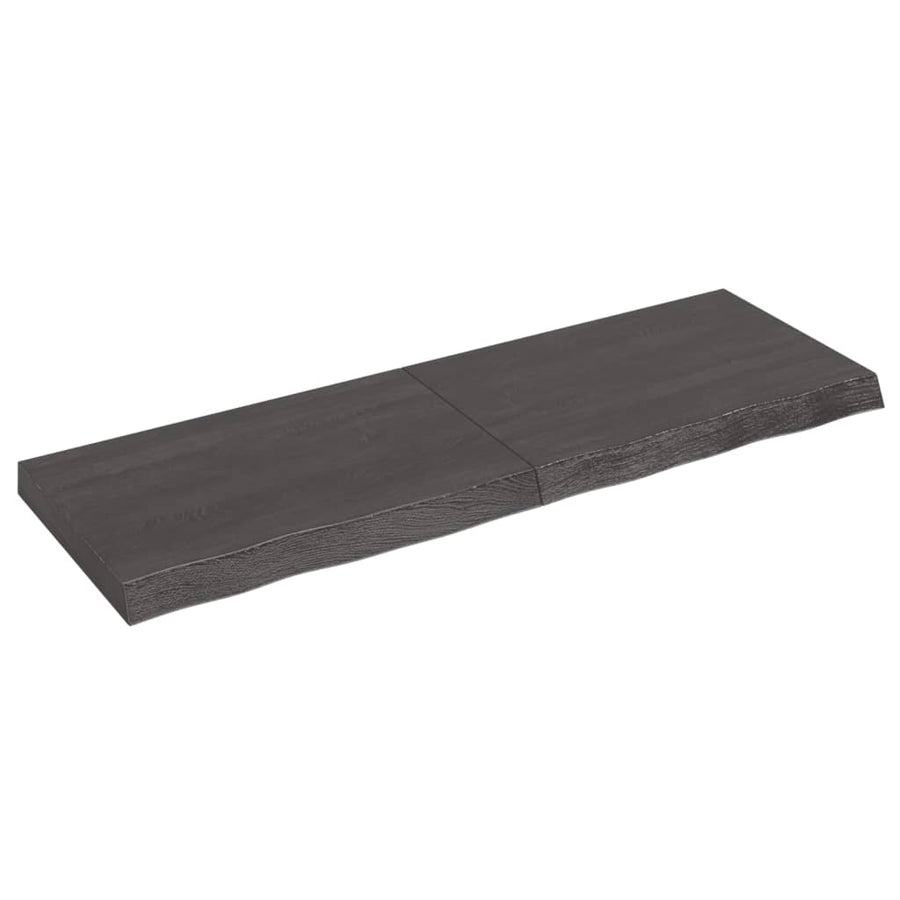Wandschap behandeld massief eikenhout donkerbruin 120 x 40 x 6 cm