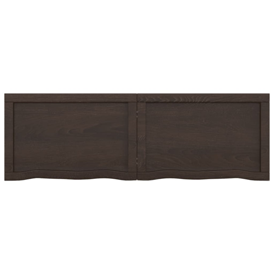 Wandschap behandeld massief eikenhout donkerbruin 120 x 40 x 6 cm