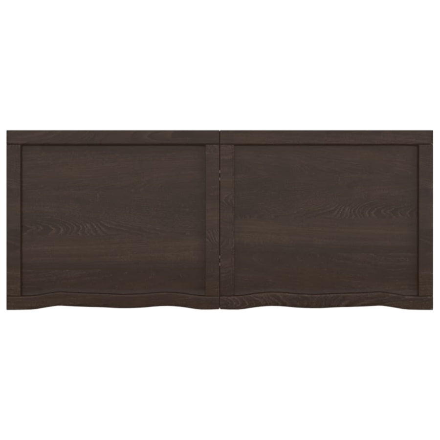 Wandschap behandeld massief eikenhout donkerbruin 120 x 50 x 4 cm