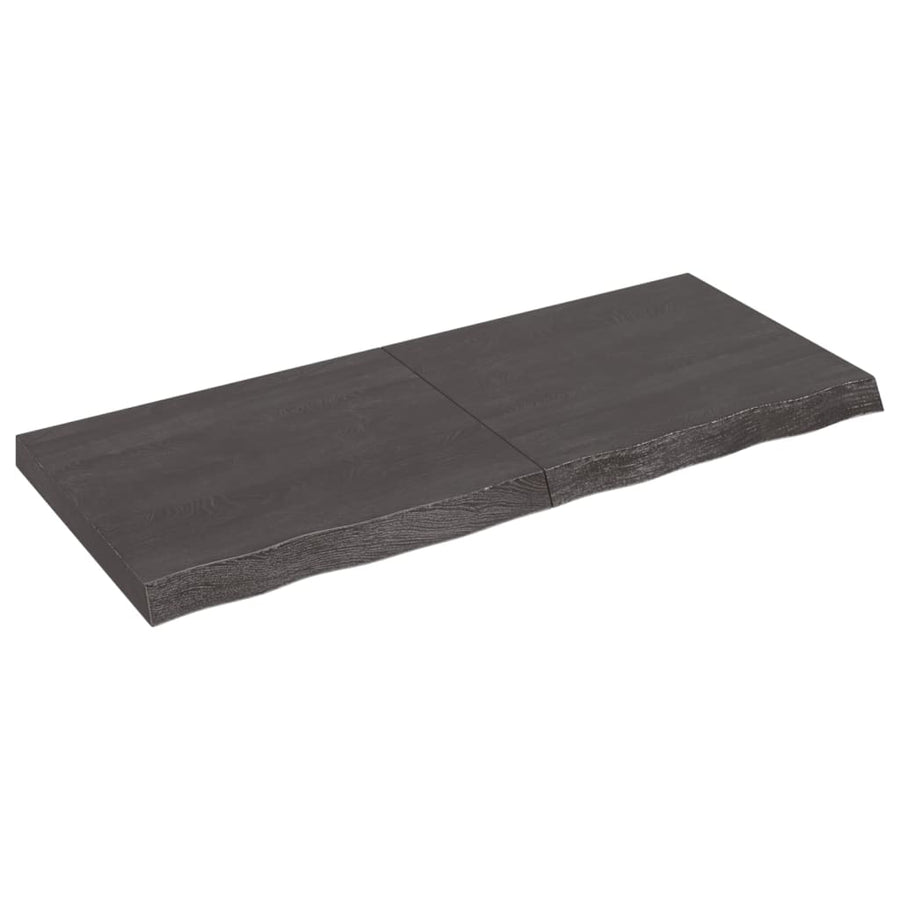 Wandschap behandeld massief eikenhout donkerbruin 120 x 50 x 6 cm