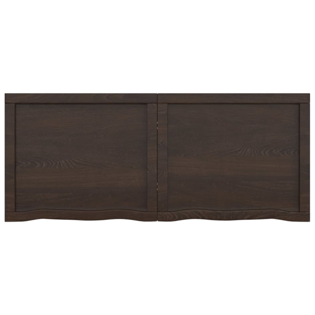 Wandschap behandeld massief eikenhout donkerbruin 120 x 50 x 6 cm