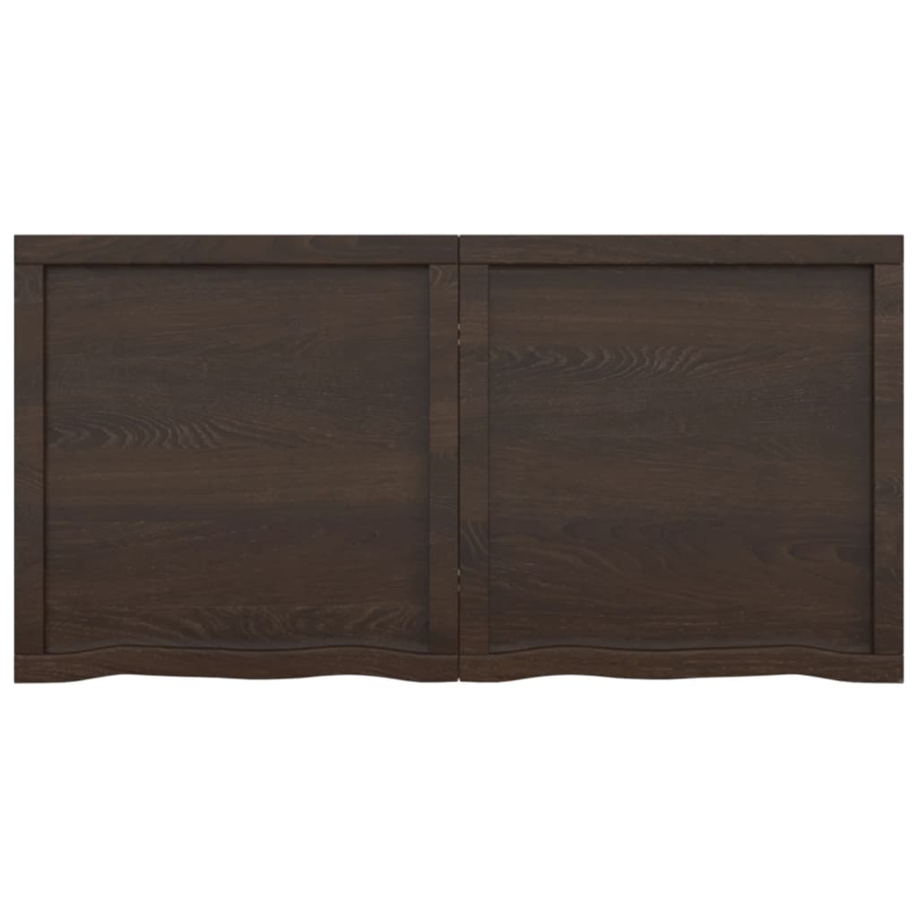 Wandschap behandeld massief eikenhout donkerbruin 120 x 60 x 6 cm