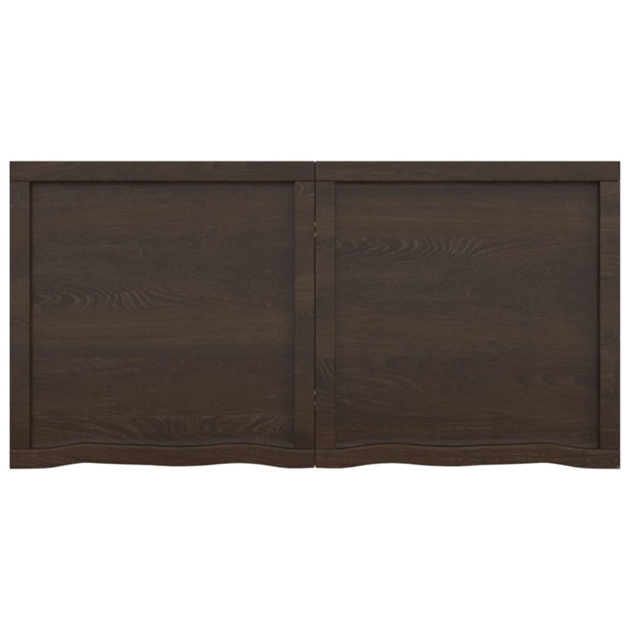 Wandschap behandeld massief eikenhout donkerbruin 120 x 60 x 6 cm