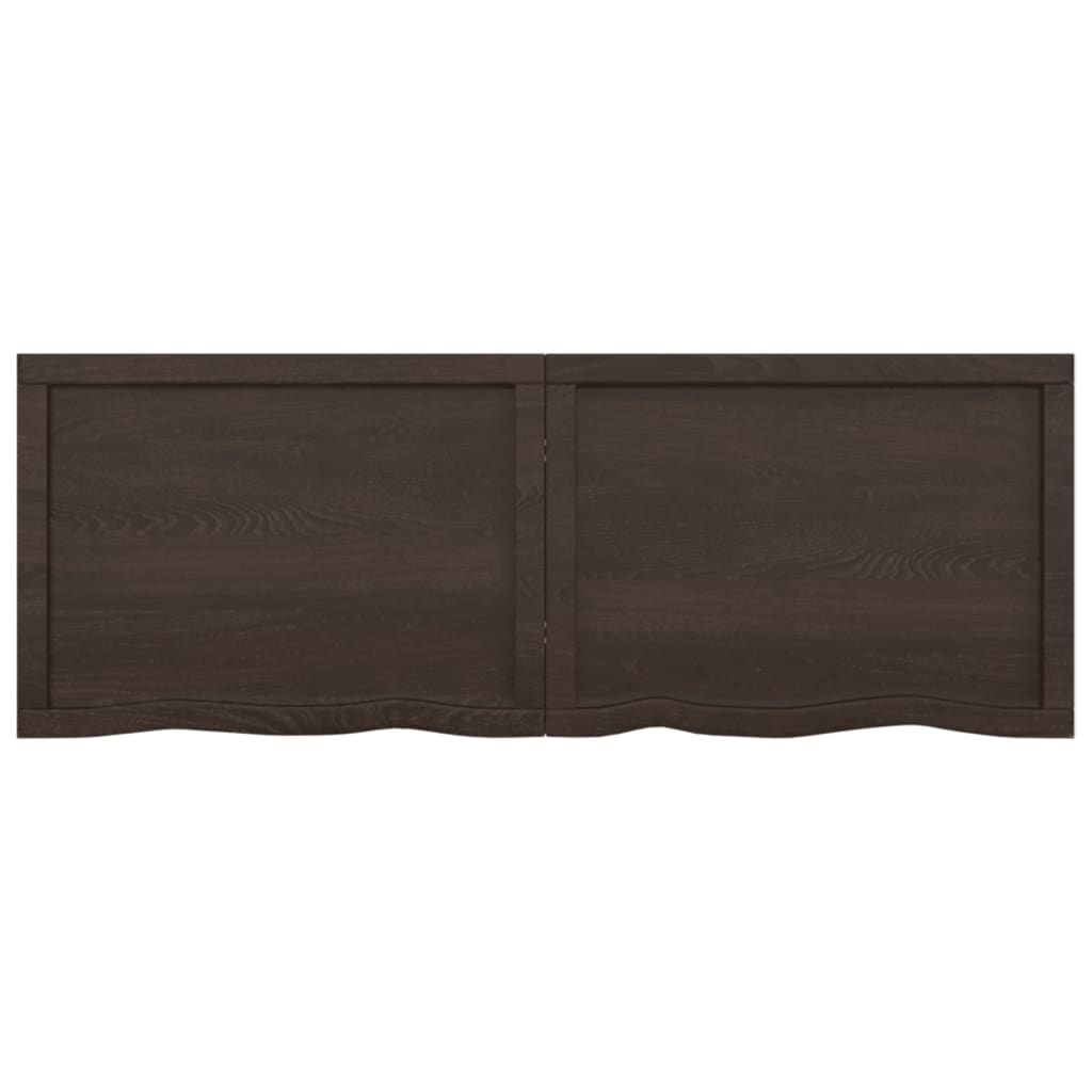 Wandschap behandeld massief eikenhout donkerbruin 140 x 50 x 4 cm