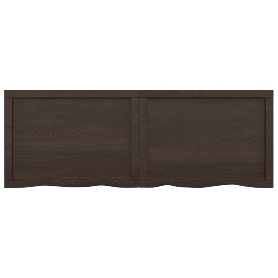 Wandschap behandeld massief eikenhout donkerbruin 140 x 50 x 4 cm