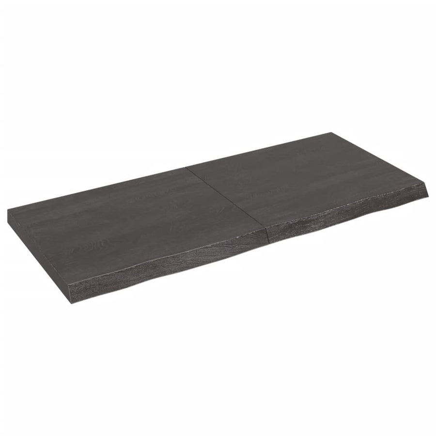 Wandschap behandeld massief eikenhout donkerbruin 140 x 60 x 6 cm
