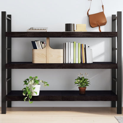 Wandschap behandeld massief eikenhout donkerbruin 140 x 60 x 6 cm