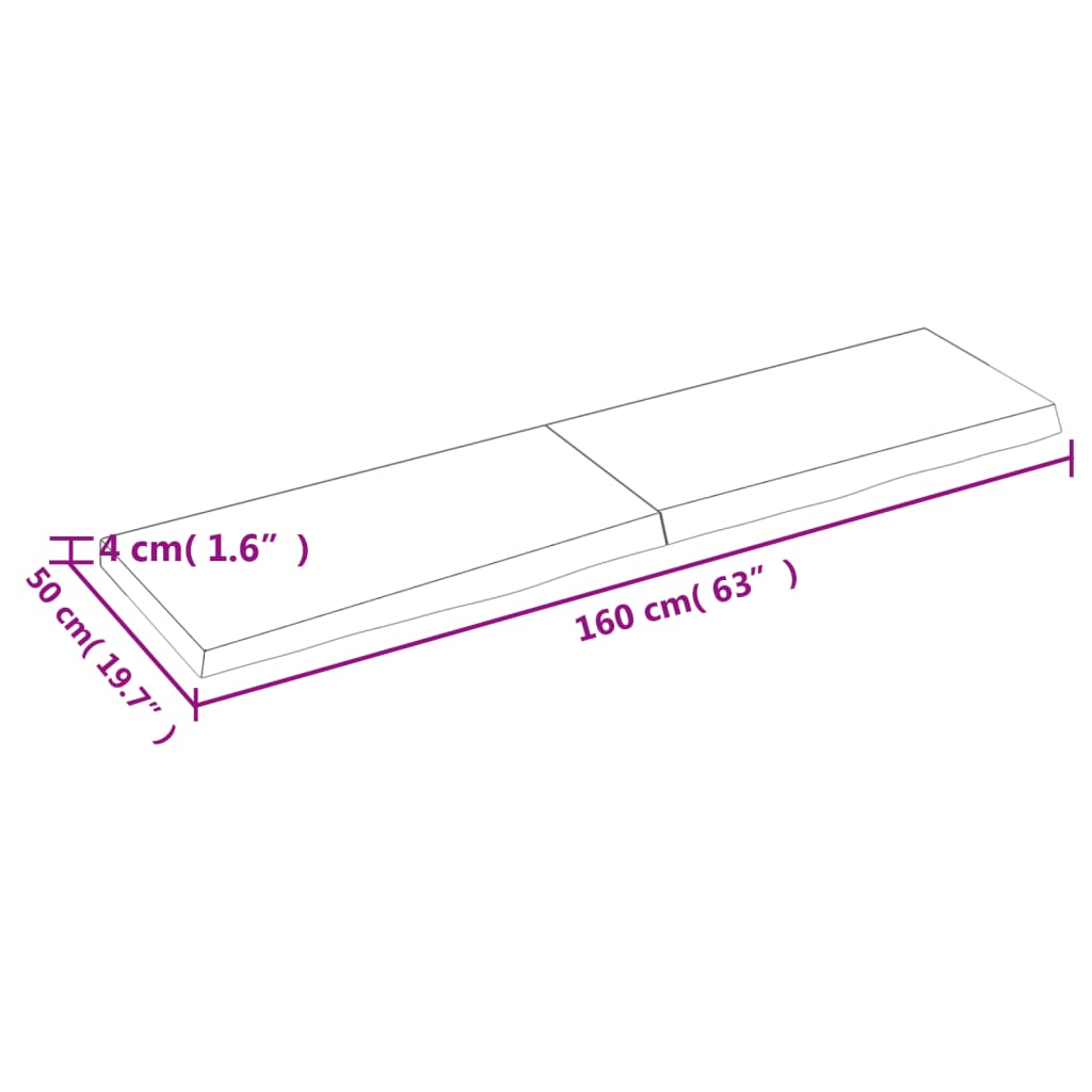 Wandschap behandeld massief eikenhout donkerbruin 160 x 50 x 4 cm