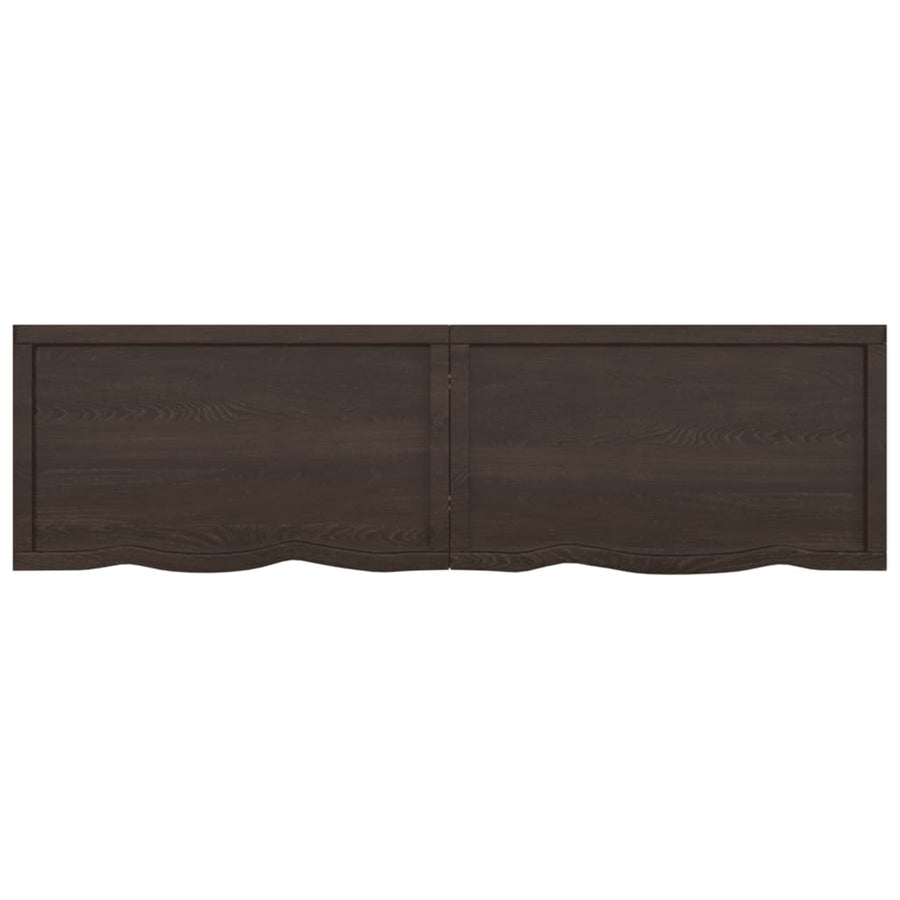 Wandschap behandeld massief eikenhout donkerbruin 180 x 50 x 6 cm