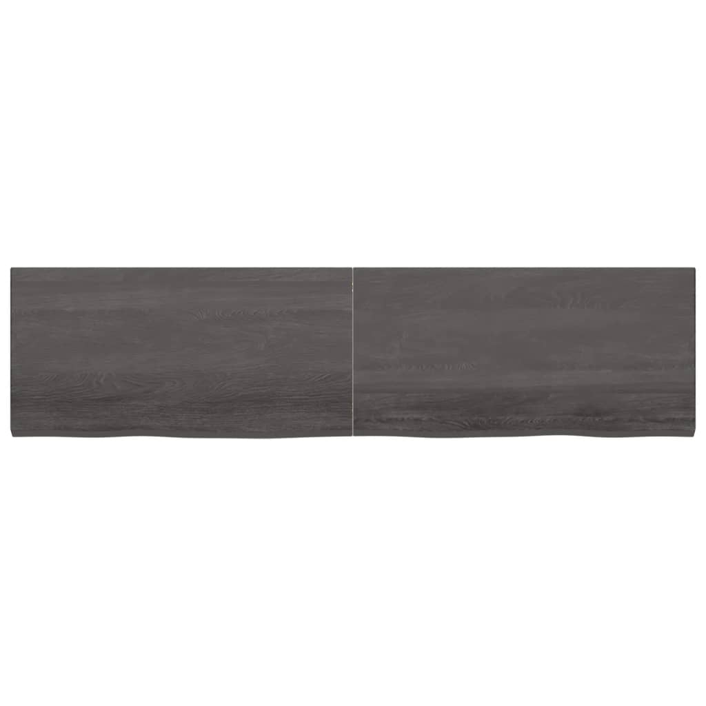Wandschap behandeld massief eikenhout donkerbruin 200 x 50 x 4 cm